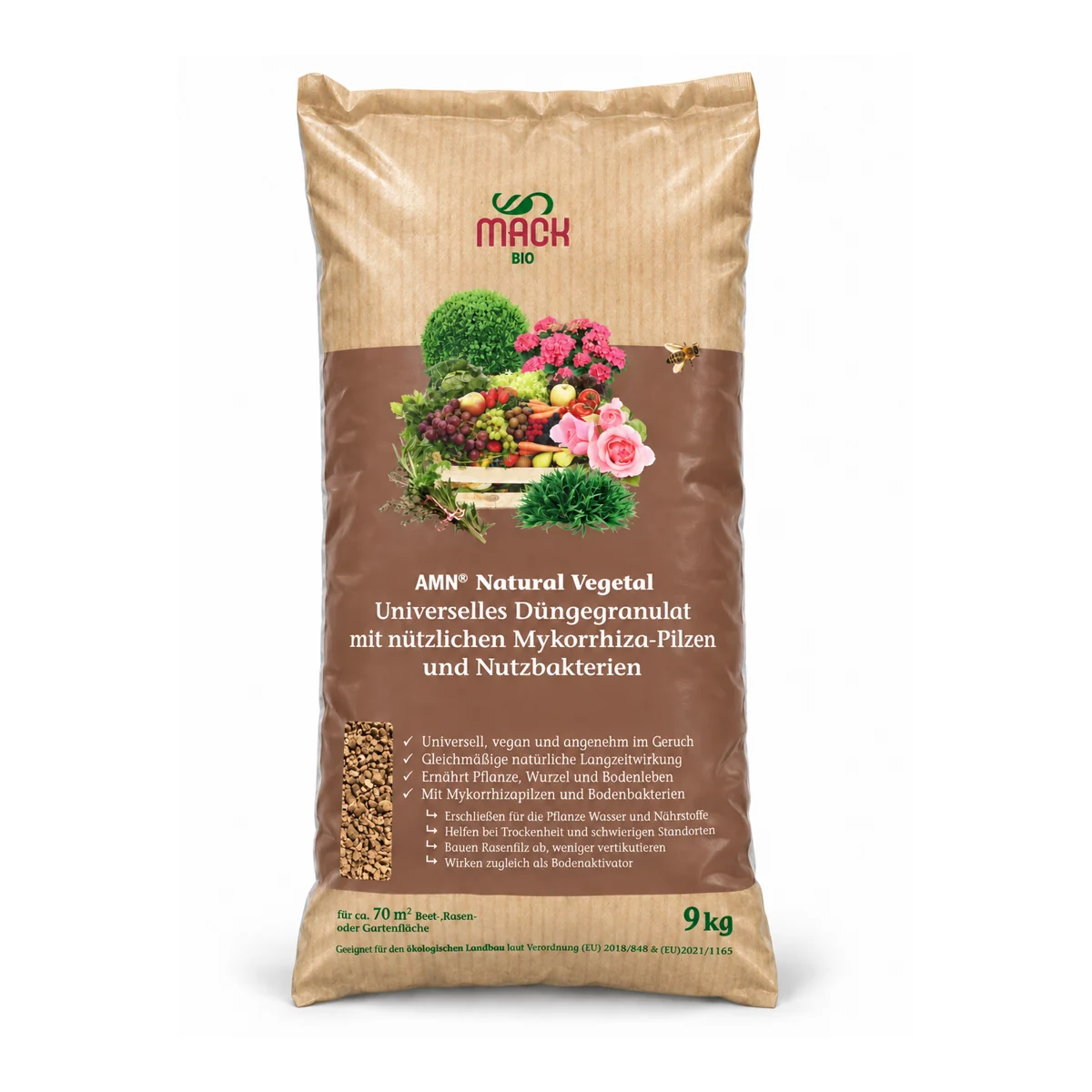 AMN Natural Vegetal 9 kg Sack, veganes Düngegranulat mit Mykorrhiza